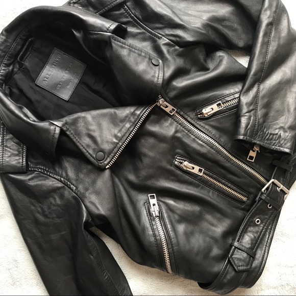 All Saints Jackets & Blazers - All Saints Balfern Leather Biker Jacket Black